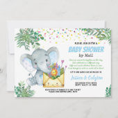 Blue Elephant Boy baby shower per mail groen Kaart (Voorkant)