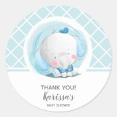 Blue Elephant Boy Baby shower Ronde Sticker (Voorkant)