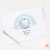 Blue Elephant Boy Baby shower Ronde Sticker (Envelop)
