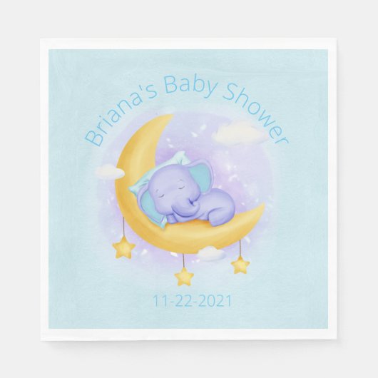 Blue Elephant Boy Baby shower Servet (Voorkant)