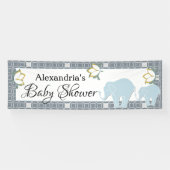 Blue Elephant Boy Baby shower Spandoek (Horizontaal)