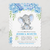 Blue Elephant Boy Baby Shower Sprinkle Invitation Kaart (Voorkant / Achterkant)