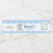 Blue Elephant Boy Baby shower Waterfles Etiket (Enkel label)