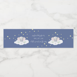 Blue Elephant Boy Baby shower Waterflesetiketten Waterfles Etiket