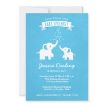 Blue Elephant Boy Baby Sprinkle Showuitnodiging