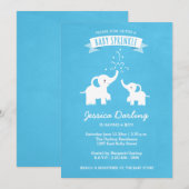 Blue Elephant Boy Baby Sprinkle Showuitnodiging Kaart (Voorkant / Achterkant)