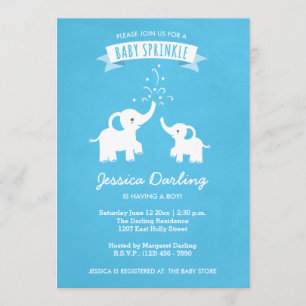 Blue Elephant Boy Baby Sprinkle Showuitnodiging Kaart