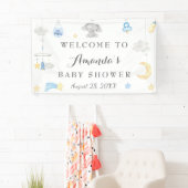 Blue Elephant Boy Baby Stuff Baby shower Backdrop Spandoek (Insitu)
