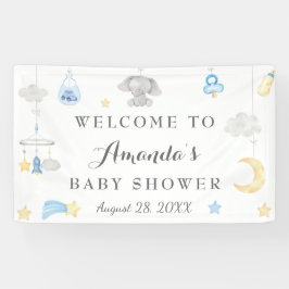 Blue Elephant Boy Baby Stuff Baby shower Backdrop Spandoek