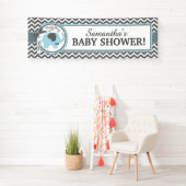 Blue Elephant Boy Chevron Baby shower Spandoek (Insitu)