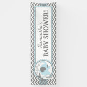 Blue Elephant Boy Chevron Baby shower Spandoek (Verticaal)