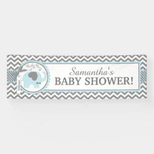 Blue Elephant Boy Chevron Baby shower Spandoek