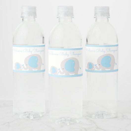 Blue Elephant Boy Water Bottle Labels Waterfles Etiket (Flessen)
