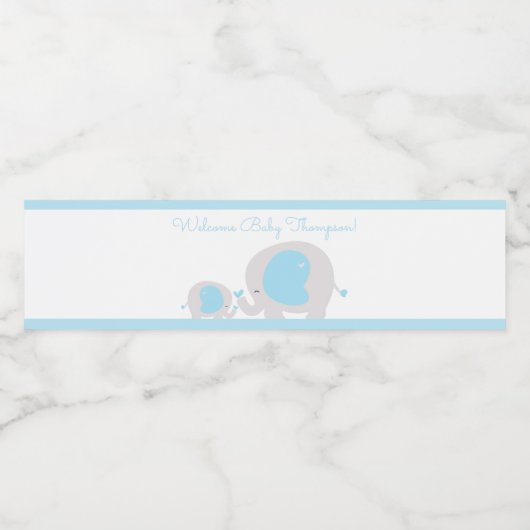 Blue Elephant Boy Water Bottle Labels Waterfles Etiket (Enkel label)