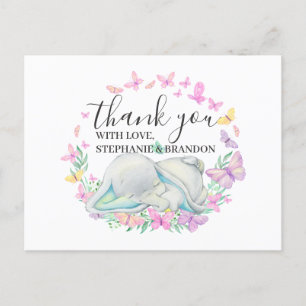 Blue Elephant Butterflies Hartelijk dank Briefkaart