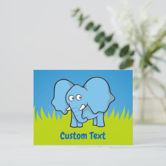Blue elephant cartoon briefkaart (Staand voorkant)