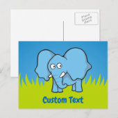 Blue elephant cartoon briefkaart (Voorkant / Achterkant)