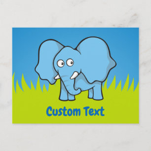 Blue elephant cartoon briefkaart
