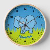 Blue Elephant Cartoon Clock (Voorkant)