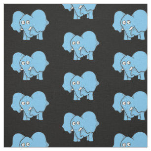 Blue Elephant Cartoon Pattern Stof