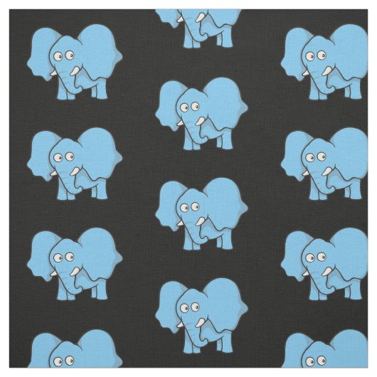 Blue Elephant Cartoon Pattern Stof (Swatch)