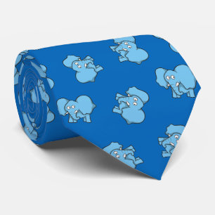 Blue Elephant Cartoon Pattern Stropdas