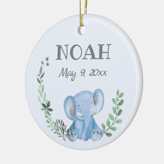 Blue Elephant Ceramic Ornament (Links)