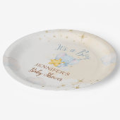 Blue Elephant Cloud Baby Shower Paper Plates Papieren Bordje (Gekanteld)