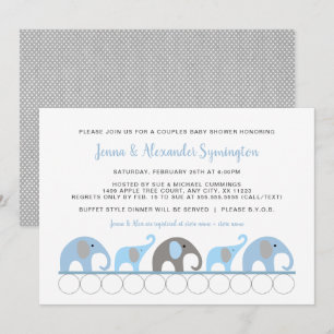 Blue Elephant Couples Baby shower Kaart