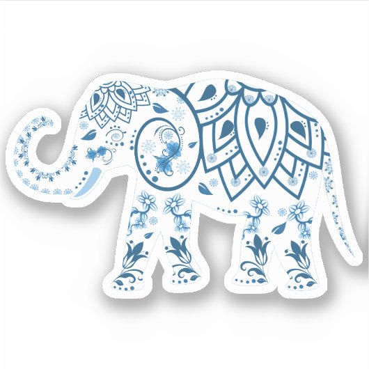 Blue Elephant Custom Cut Vinyl Sticker (Voorkant)