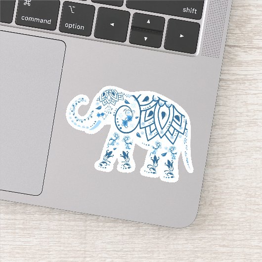 Blue Elephant Custom Cut Vinyl Sticker (Detail)
