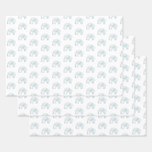 Blue Elephant Cute Boy Baby shower Baby Boy Inpakpapier Vel