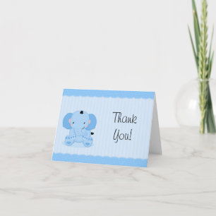 Blue Elephant Dank u Baby shower Bedankkaart