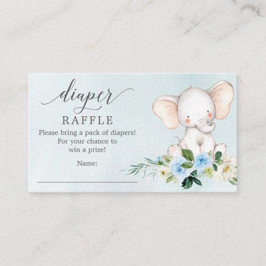 Blue Elephant Diaper Baby shower Card Informatiekaartje (Voorkant)