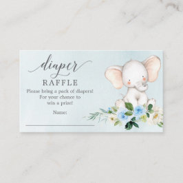 Blue Elephant Diaper Baby shower Card Informatiekaartje