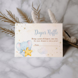 Blue Elephant Diaper Raffle Baby Shower Game Card  Informatiekaartje