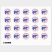 Blue Elephant Drawing gepersonaliseerde ronde Stic Sticker (Vel)