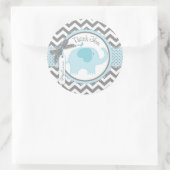 Blue Elephant en Chevron Print Dank u Ronde Sticker (Tas)