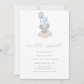 Blue Elephant First Birthday Invitation  Kaart (Voorkant)