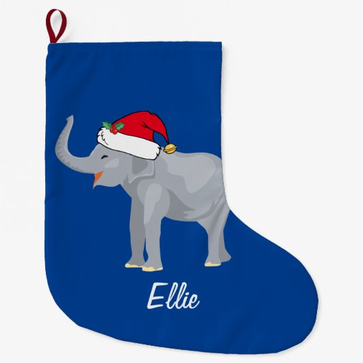 Blue Elephant Funny Custom Kinder Kerstmis Grote Kerstsok (Voorkant)