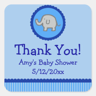 Blue Elephant gepersonaliseerd Baby shower Favor T Vierkante Sticker