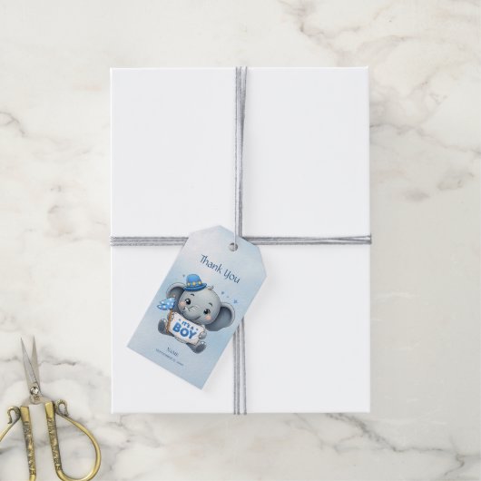 Blue Elephant Gift Label Cadeaulabel (Met Touw)