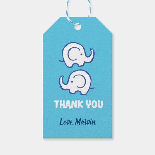 Blue Elephant Gift Label Cadeaulabel (Voorkant)