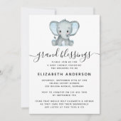 Blue Elephant Grandma-to-be Baby shower Kaart (Voorkant)