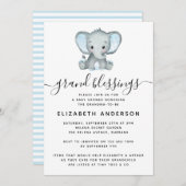 Blue Elephant Grandma-to-be Baby shower Kaart (Voorkant / Achterkant)
