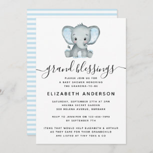 Blue Elephant Grandma-to-be Baby shower Kaart