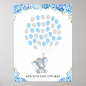 Blue Elephant Guestbook Alternative Sign Poster (Voorkant)
