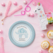 Blue Elephant Happy 1st Birthday Papieren Bordje (Feest)