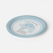 Blue Elephant Happy 1st Birthday Papieren Bordje (Gekanteld)