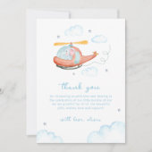 Blue Elephant Helicopter Airplane Baby Shower  Bedankkaart (Voorkant)